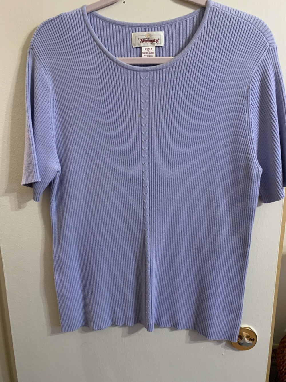 Worthington Lavender Ribbed Short Sleeve Top